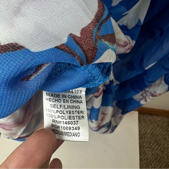 Pink Lily Blue Floral Sheer Maxi Dress Elegant Party Wedding M Cruise Feminine - Picture 16 of 16